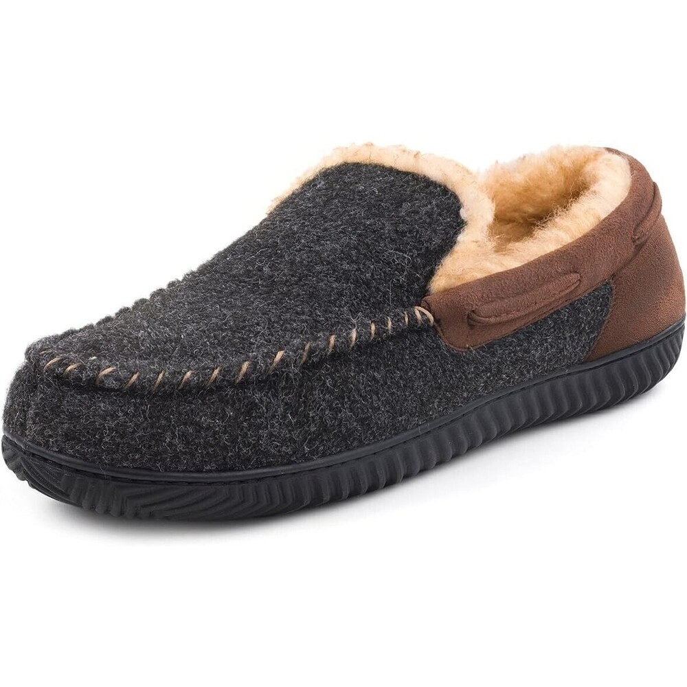 RockDove Men's Hearthfire Memory Foam Moc Slipper US 10 Black Comfortable Warm